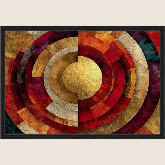 Luxury red and golden yellow color sun mandala canvas wall painting for premium Indian home decor and positive Vastu placement