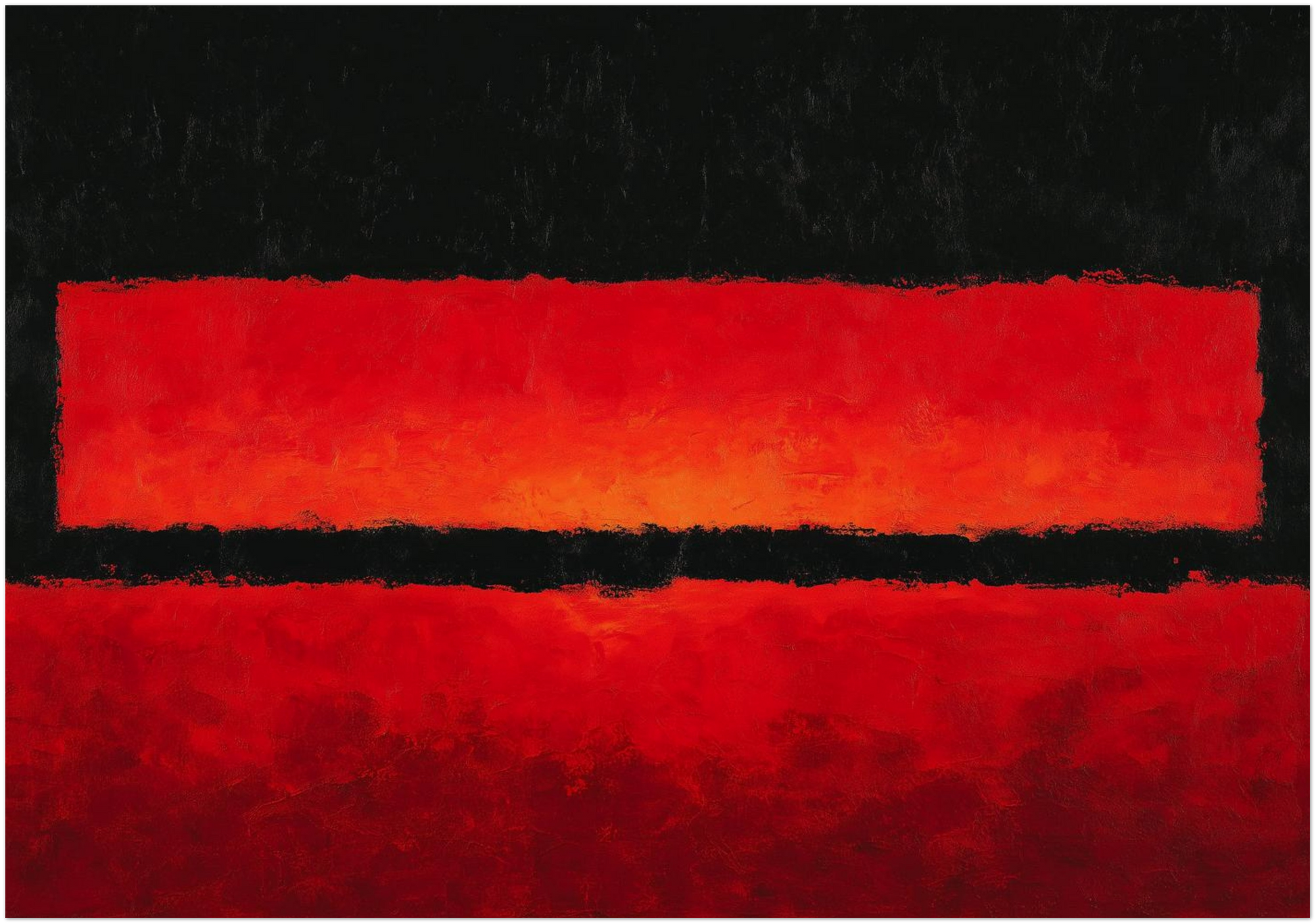 Close up texture detail of a premium gallery wrapped framed canvas print showing high-quality abstract brushstrokes.