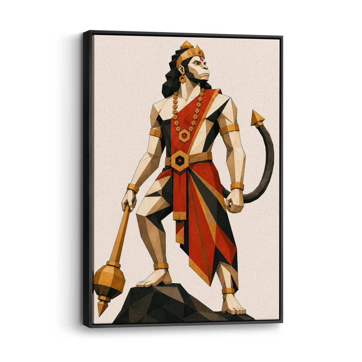 The Immortal Lord Hanuman canvas wall art print for home decor, showing the deity in a majestic warrior pose.